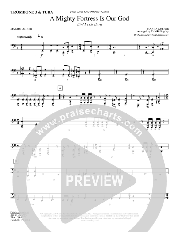 A Mighty Fortress Is Our God Trombone 3/Tuba (Todd Billingsley)