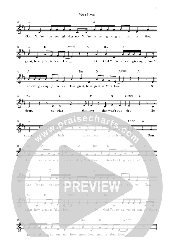 Your Love (Live) Lead Sheet (Bright City)
