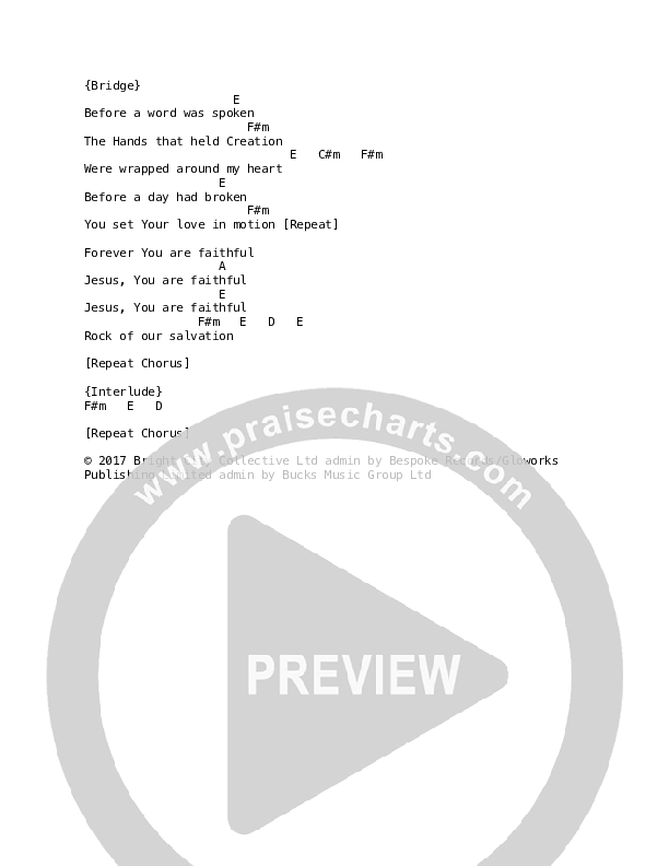 Rock Of Our Salvation (Live) Chords & Lyrics (Bright City)