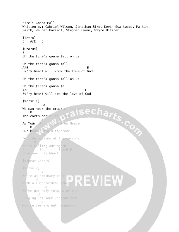 Fire's Gonna Fall (Live) Chords & Lyrics (Bright City)