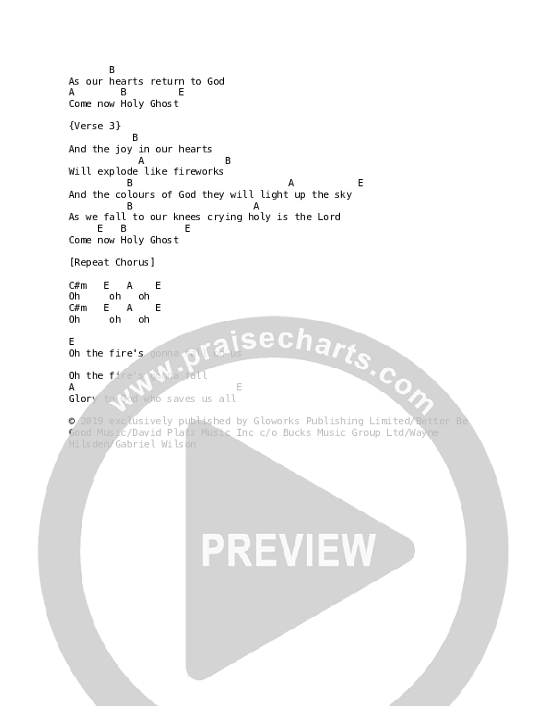 Fire's Gonna Fall (Live) Chords & Lyrics (Bright City)