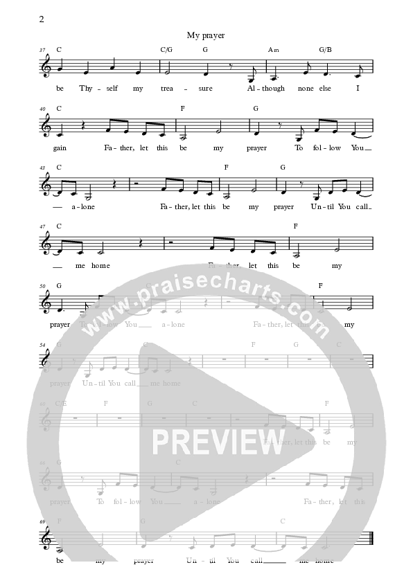 My Prayer (Live) Lead Sheet (Bright City)