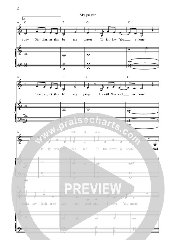 My Prayer (Live) Piano/Vocal (Bright City)