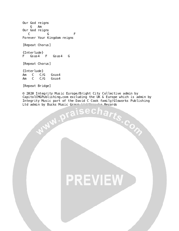 Not To Us (Live) Chords & Lyrics (Bright City)