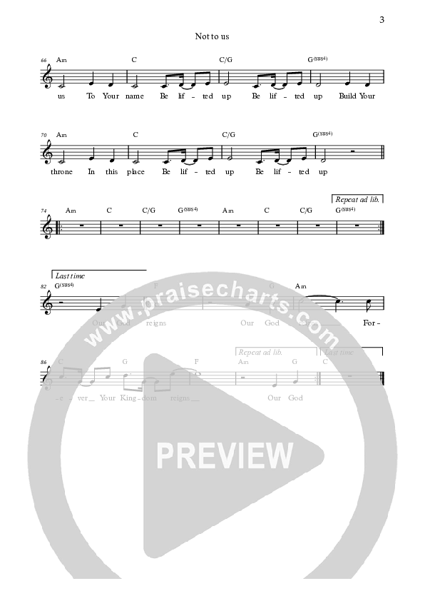 Not To Us (Live) Lead Sheet (Bright City)