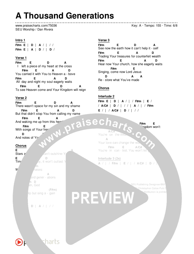 A Thousand Generations Chords & Lyrics (SEU Worship / Dan Rivera)