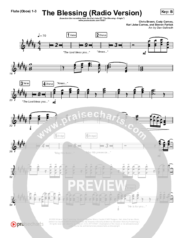 The Blessing (Radio) Flute/Oboe 1/2/3 (Kari Jobe / Cody Carnes)