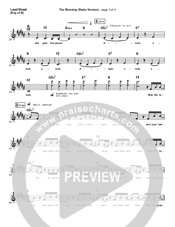 The Blessing (Radio) Lead Sheet (Melody) (Kari Jobe / Cody Carnes)