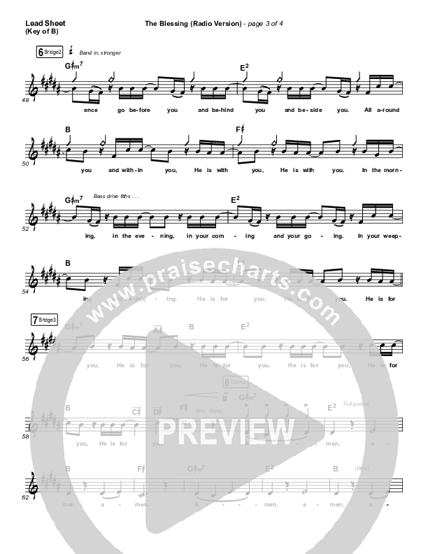 The Blessing (Radio) Lead Sheet (Melody) (Kari Jobe / Cody Carnes)