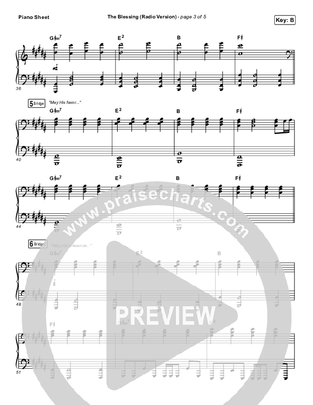 The Blessing (Radio) Piano Sheet (Kari Jobe / Cody Carnes)