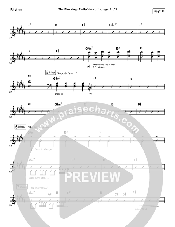 The Blessing (Radio) Rhythm Chart (Kari Jobe / Cody Carnes)