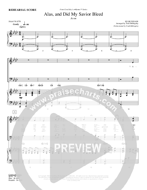 Alas And Did My Savior Bleed Conductor's Score (Todd Billingsley)