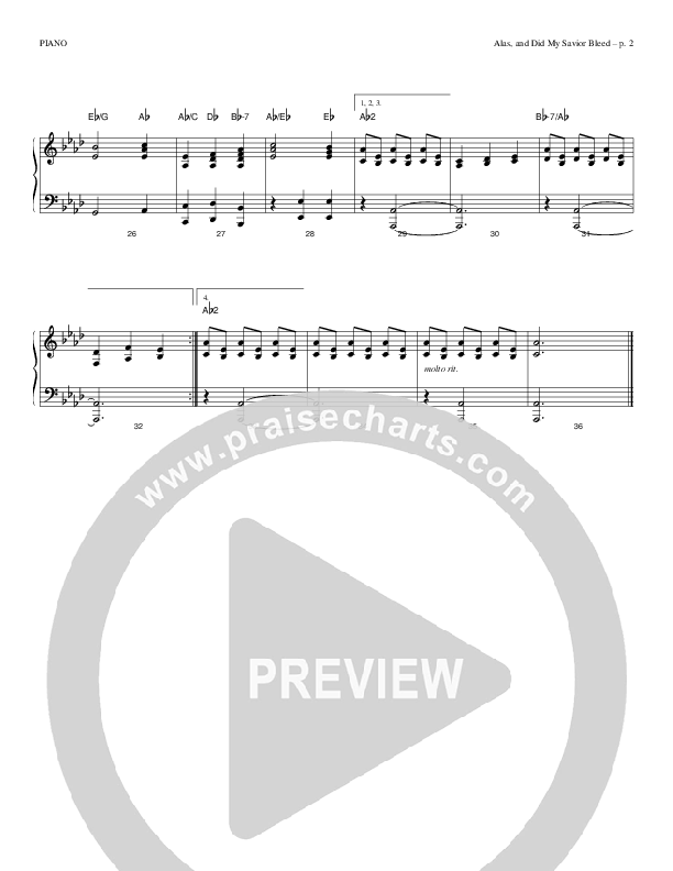 Alas And Did My Savior Bleed Piano Sheet (Todd Billingsley)