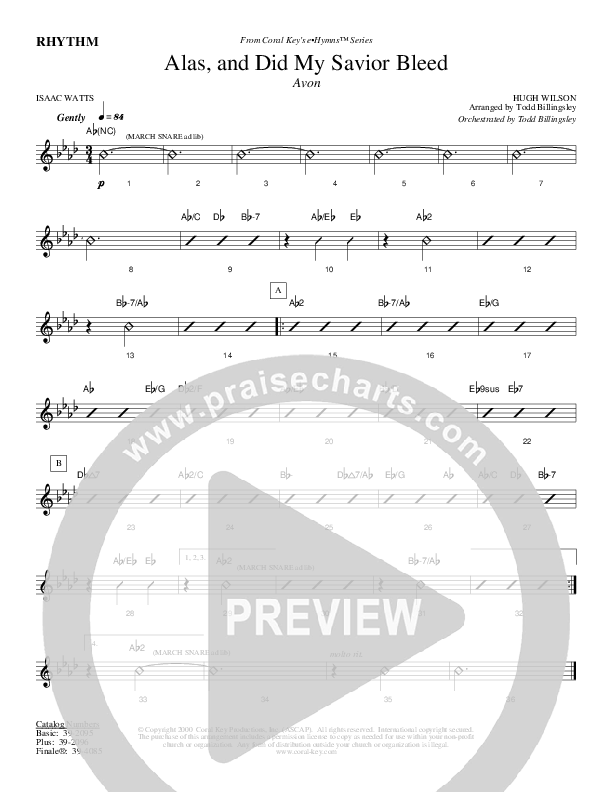 Alas And Did My Savior Bleed Rhythm Chart (Todd Billingsley)