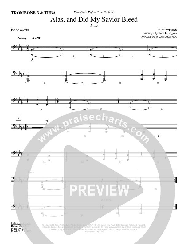 Alas And Did My Savior Bleed Trombone 3/Tuba (Todd Billingsley)