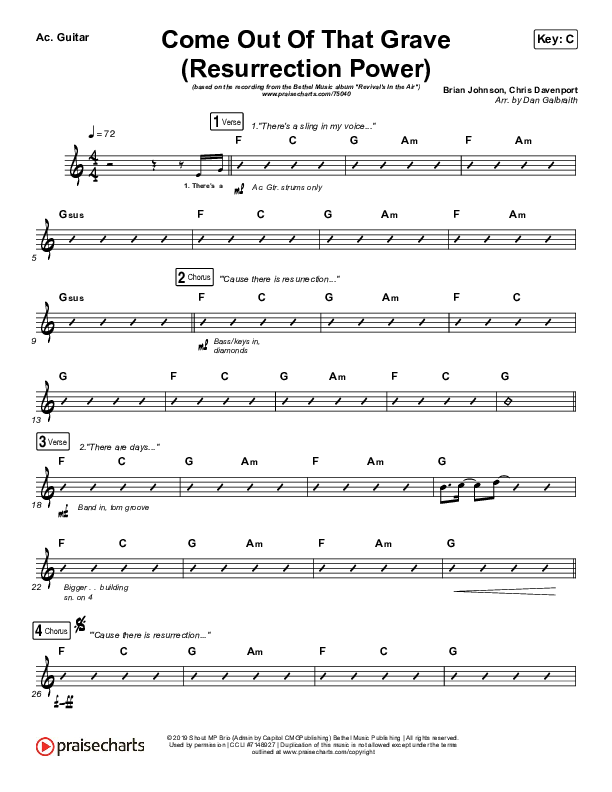 Come Out Of That Grave (Resurrection Power) (Live) Acoustic Guitar (Bethel Music / Brandon Lake)