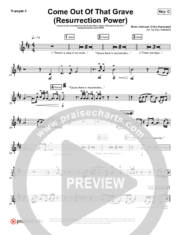 Come Out Of That Grave (Resurrection Power) (Live) Trumpet 3 (Bethel Music / Brandon Lake)