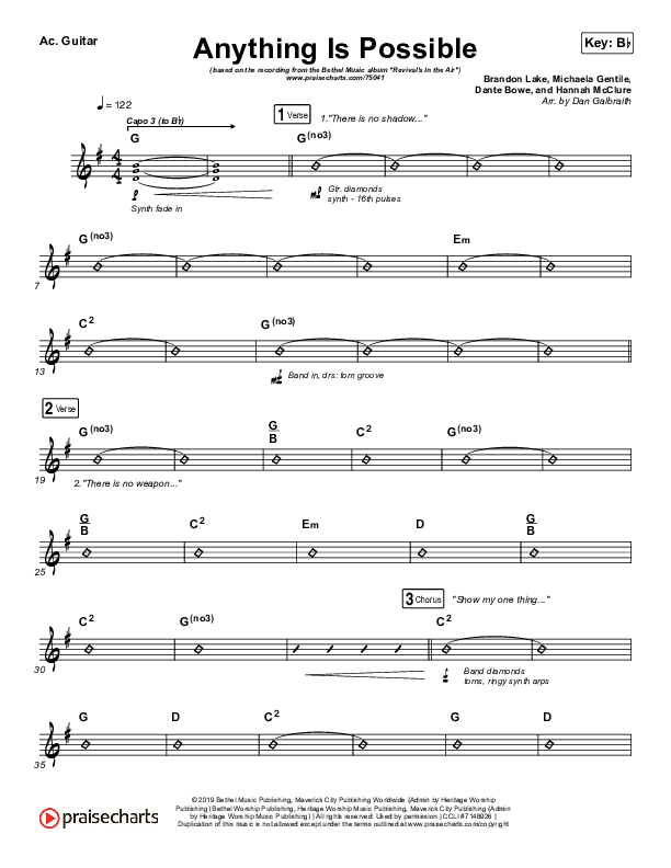 Anything Is Possible (Live) Acoustic Guitar (Bethel Music / Dante Bowe)