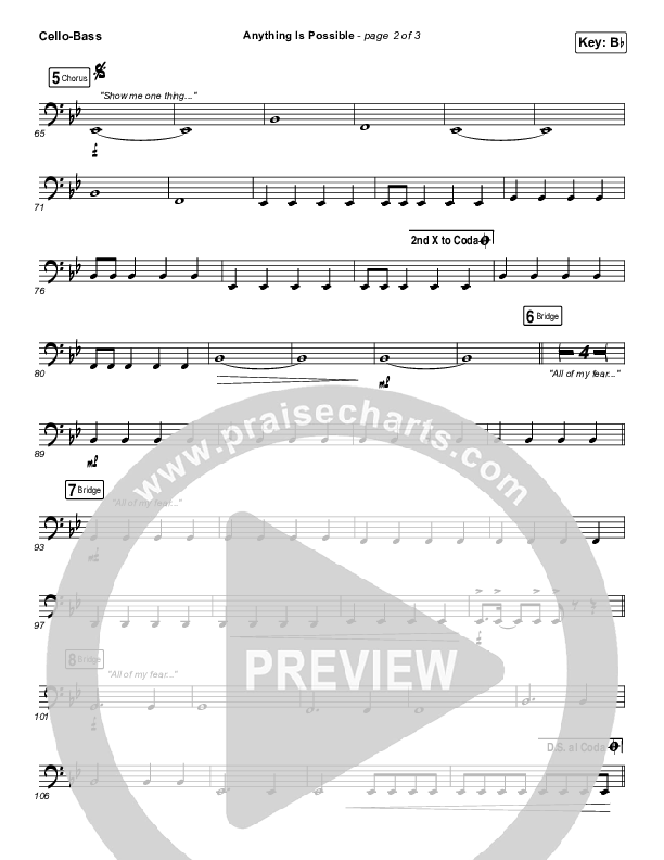 Anything Is Possible (Live) Cello/Bass (Bethel Music / Dante Bowe)