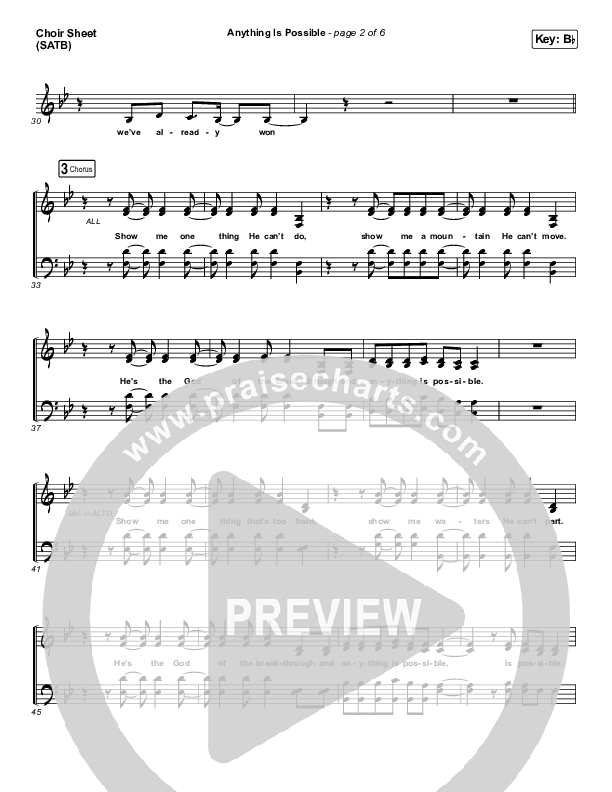 Anything Is Possible (Live) Choir Sheet (SATB) (Bethel Music / Dante Bowe)