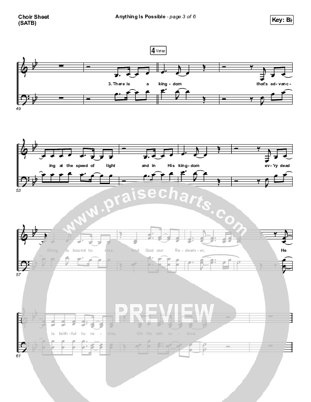 Anything Is Possible (Live) Choir Sheet (SATB) (Bethel Music / Dante Bowe)