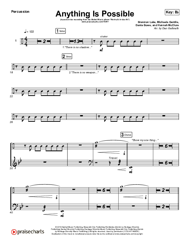 Anything Is Possible (Live) Percussion (Bethel Music / Dante Bowe)