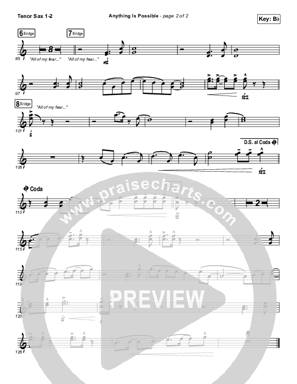 Anything Is Possible (Live) Tenor Sax 1/2 (Bethel Music / Dante Bowe)