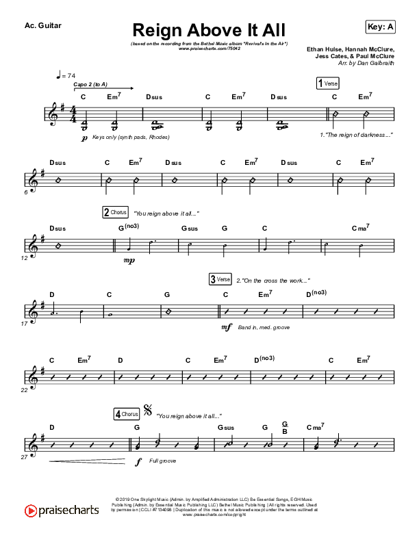 Reign Above It All (Live) Acoustic Guitar (Bethel Music / Paul McClure)