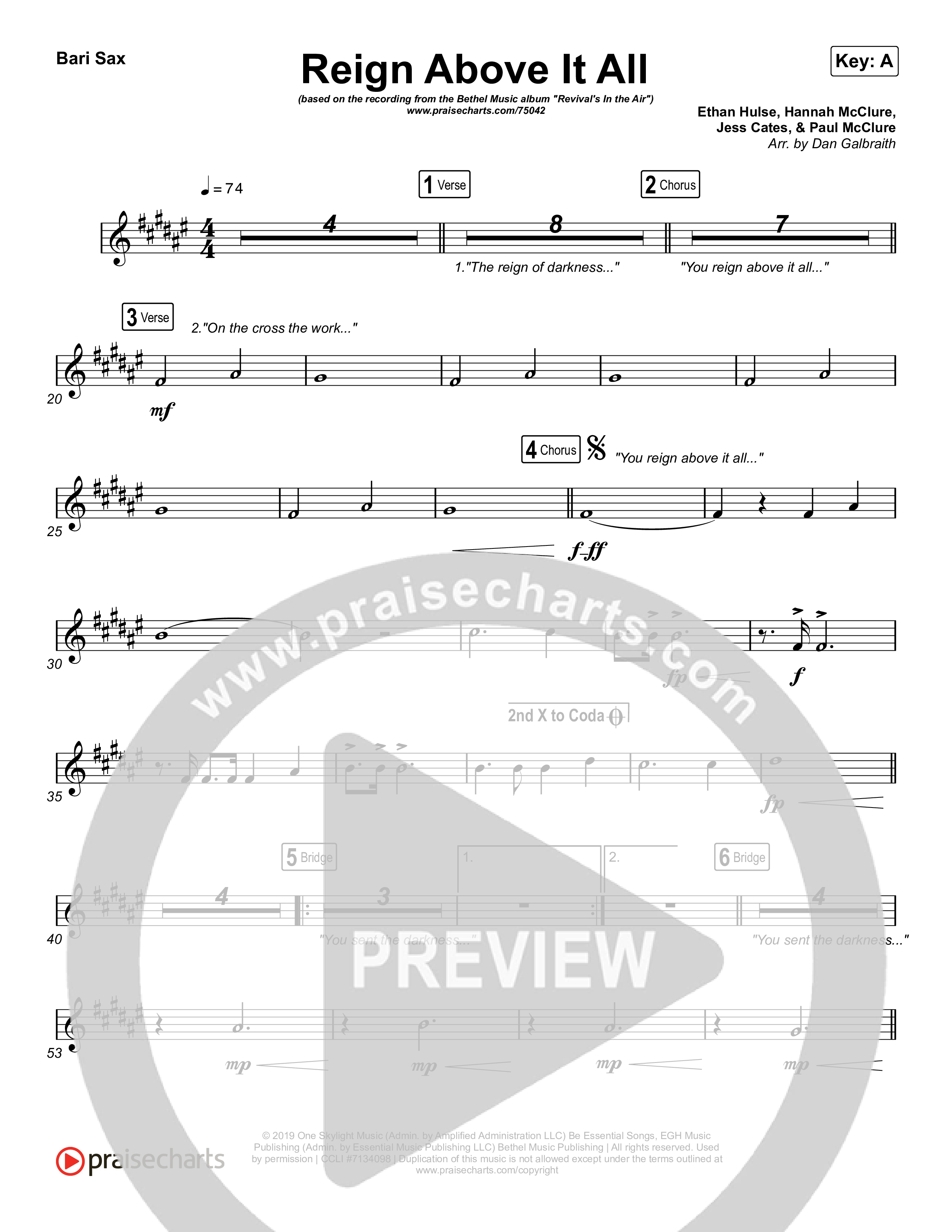 Reign Above It All (Live) Bari Sax (Bethel Music / Paul McClure)