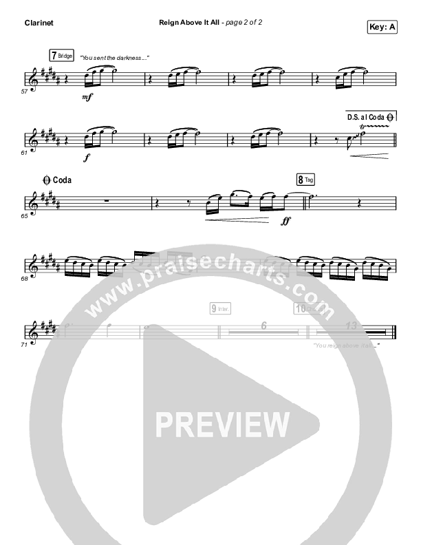 Reign Above It All (Live) Clarinet (Bethel Music / Paul McClure)