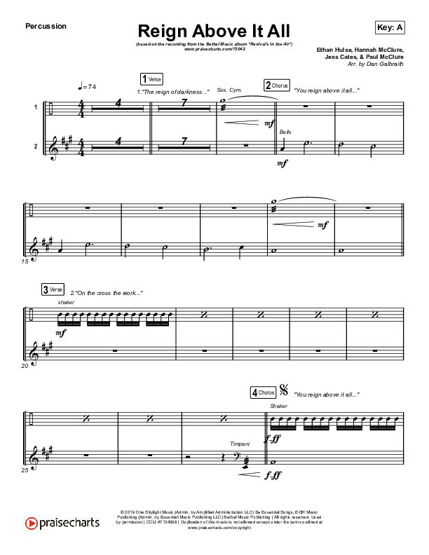 Reign Above It All (Live) Percussion (Bethel Music / Paul McClure)
