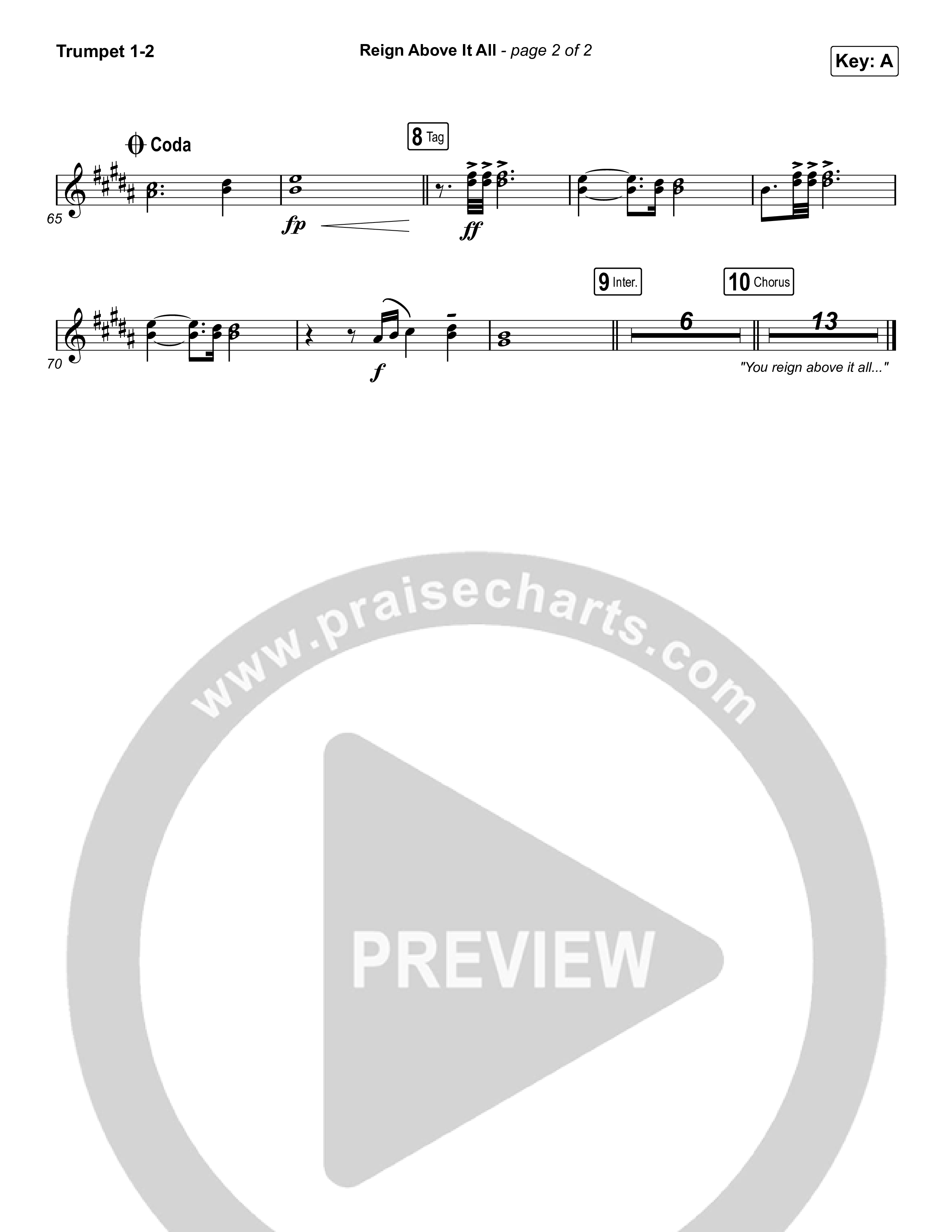 Reign Above It All (Live) Trumpet 1,2 (Bethel Music / Paul McClure)