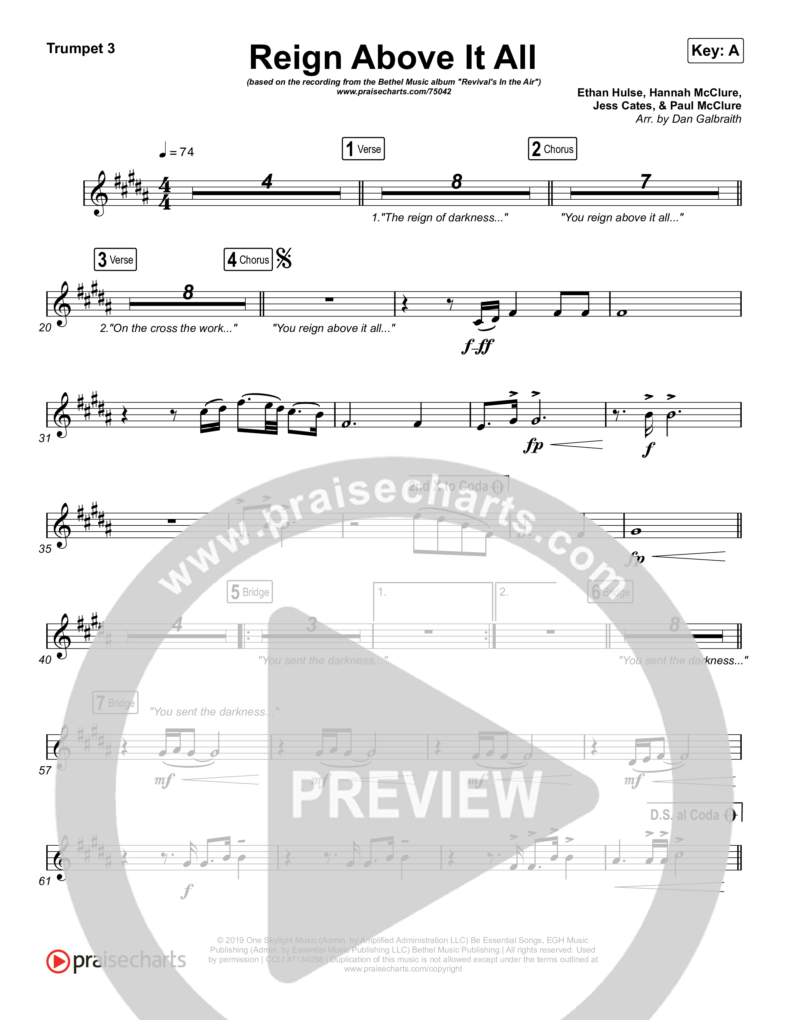 Reign Above It All (Live) Trumpet 3 (Bethel Music / Paul McClure)