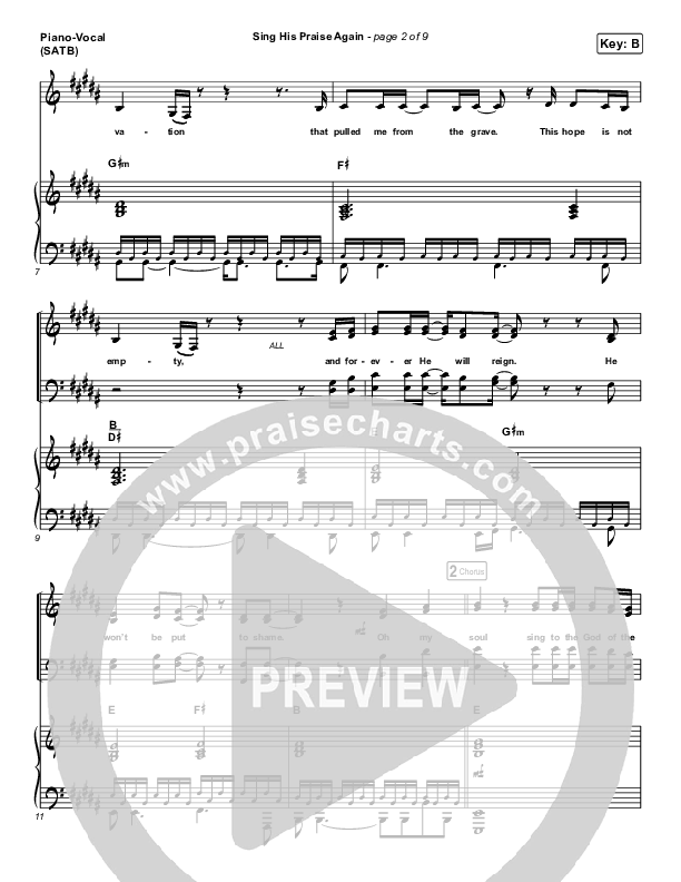 Sing His Praise Again (Oh My Soul) (Live) Piano/Vocal Pack (Bethel Music / Jenn Johnson)