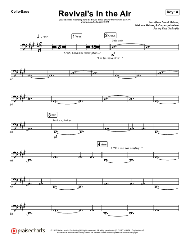 Revival's In The Air (Live) Cello/Bass (Bethel Music / Melissa Helser)
