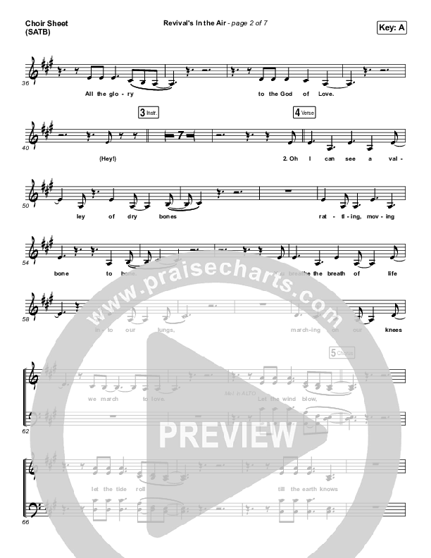 Revival's In The Air (Live) Choir Sheet (SATB) (Bethel Music / Melissa Helser)