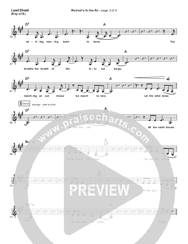 Revival's In The Air (Live) Lead Sheet (Melody) (Bethel Music / Melissa Helser)