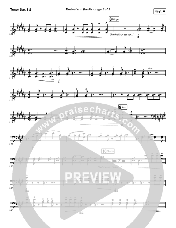 Revival's In The Air (Live) Tenor Sax 1/2 (Bethel Music / Melissa Helser)