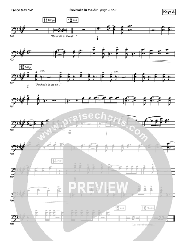 Revival's In The Air (Live) Tenor Sax 1/2 (Bethel Music / Melissa Helser)