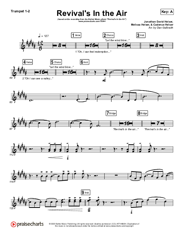 Revival's In The Air (Live) Trumpet 1,2 (Bethel Music / Melissa Helser)