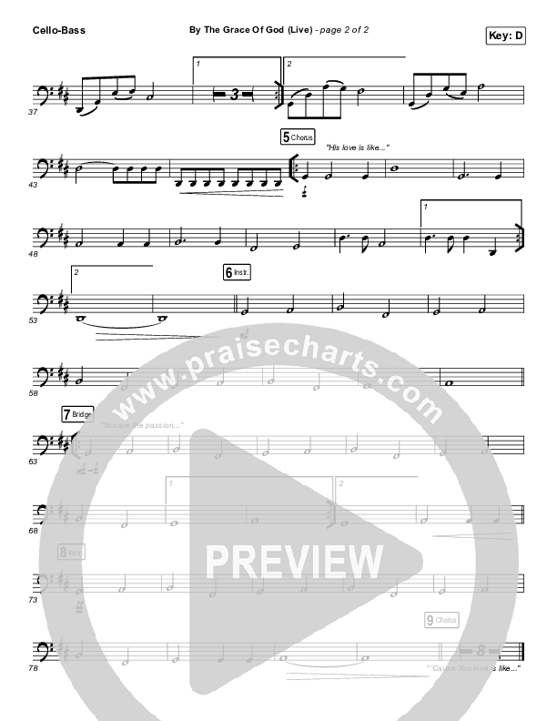 By The Grace Of God (Live) Cello/Bass (Bethel Music / Brian Johnson / Jenn Johnson)