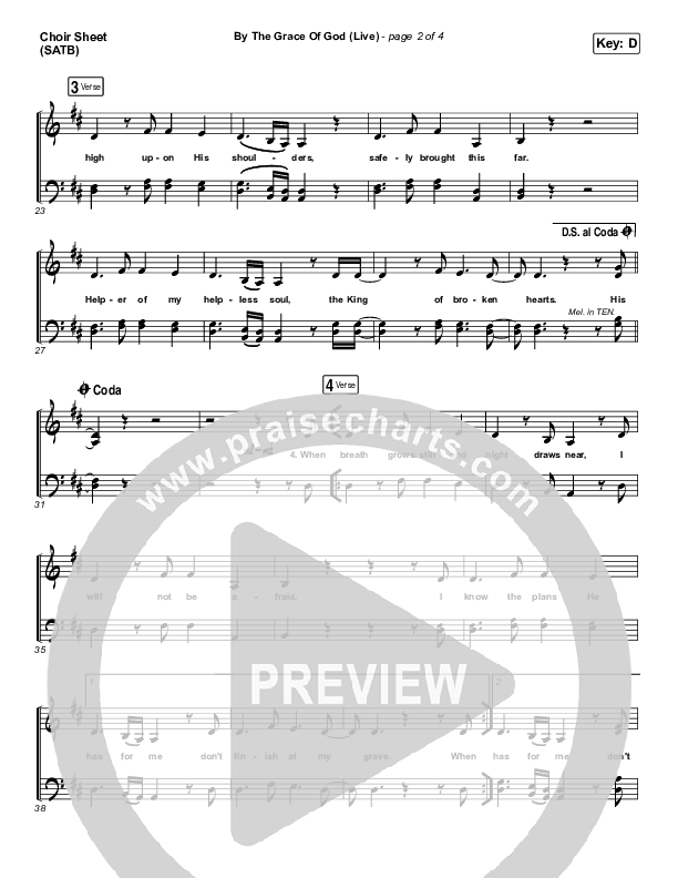 By The Grace Of God (Live) Choir Sheet (SATB) (Bethel Music / Brian Johnson / Jenn Johnson)