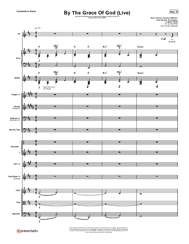 By The Grace Of God (Live) Conductor's Score (Bethel Music / Brian Johnson / Jenn Johnson)