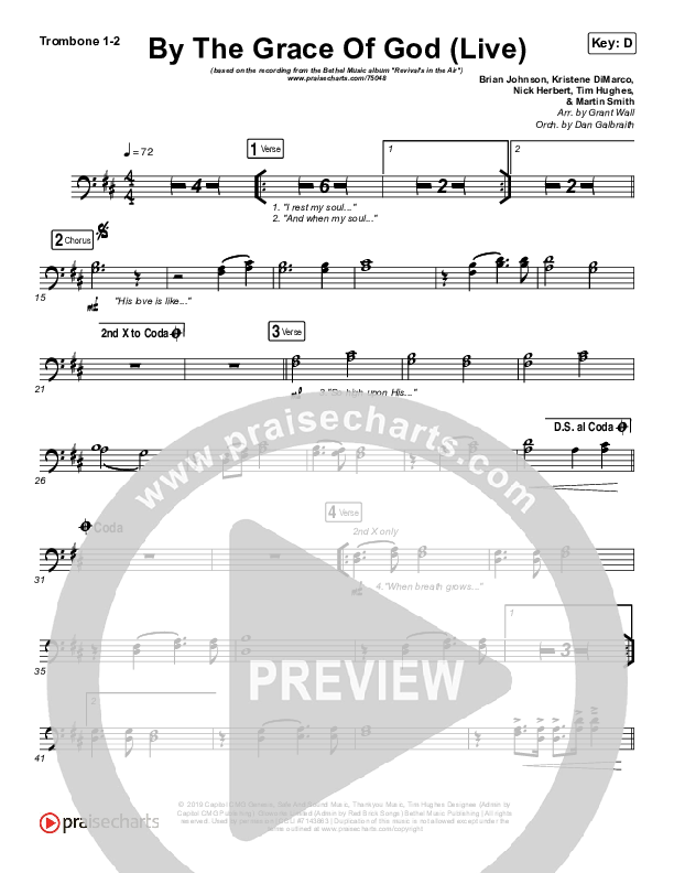 By The Grace Of God (Live) Trombone 1/2 (Bethel Music / Brian Johnson / Jenn Johnson)