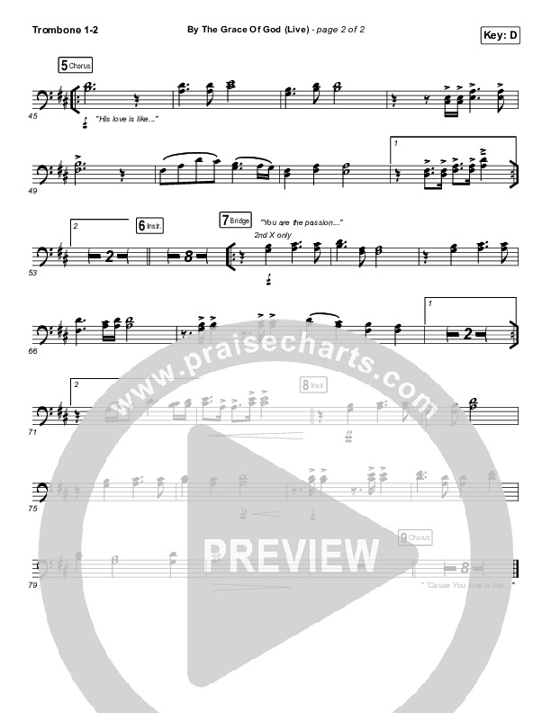 By The Grace Of God (Live) Trombone 1/2 (Bethel Music / Brian Johnson / Jenn Johnson)