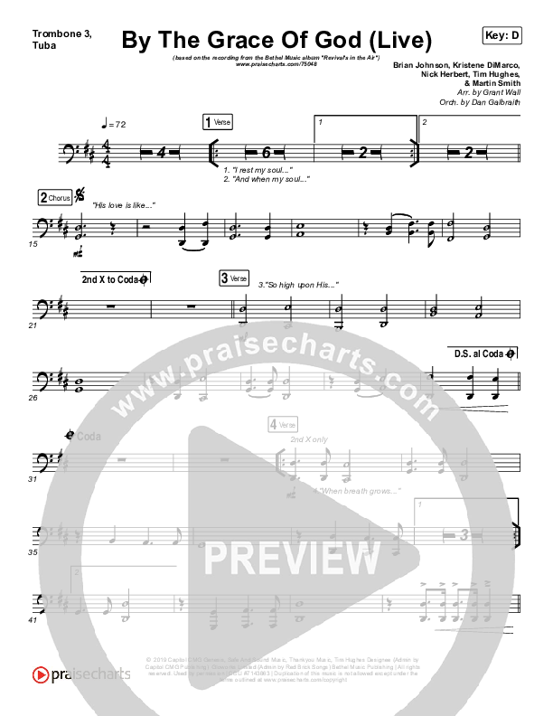 By The Grace Of God (Live) Trombone 3/Tuba (Bethel Music / Brian Johnson / Jenn Johnson)