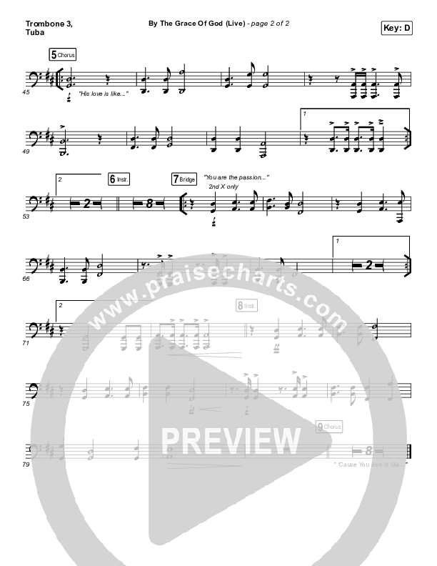 By The Grace Of God (Live) Trombone 3/Tuba (Bethel Music / Brian Johnson / Jenn Johnson)