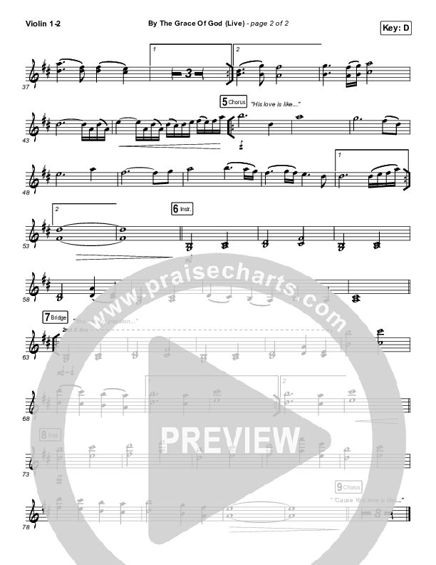 By The Grace Of God (Live) Violin 1/2 (Bethel Music / Brian Johnson / Jenn Johnson)