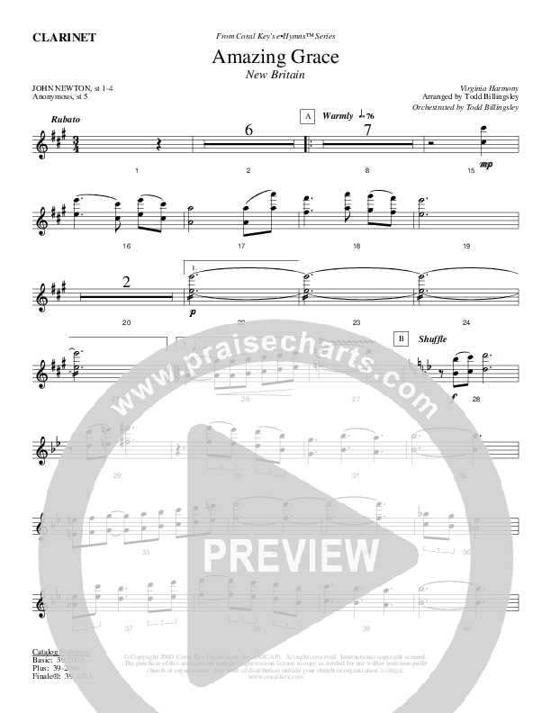 Amazing Grace Clarinet (Todd Billingsley)