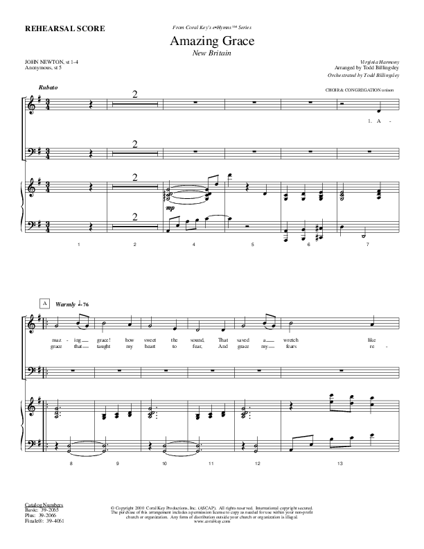 Amazing Grace Conductor's Score (Todd Billingsley)